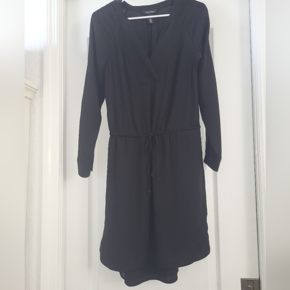 White House Black Market Black V-Neck Long Sleeve Dress - Picture 8 of 8